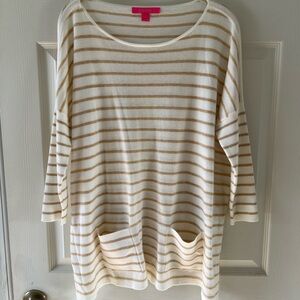 Lilly Pulitzer Elba Striped White & Gold Women's Sweater